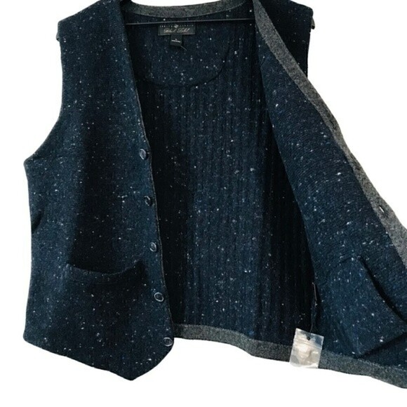 New! Joseph Abboud Black Label Wool Cashmere Sweater Knit Button Down Vest - Picture 8 of 11